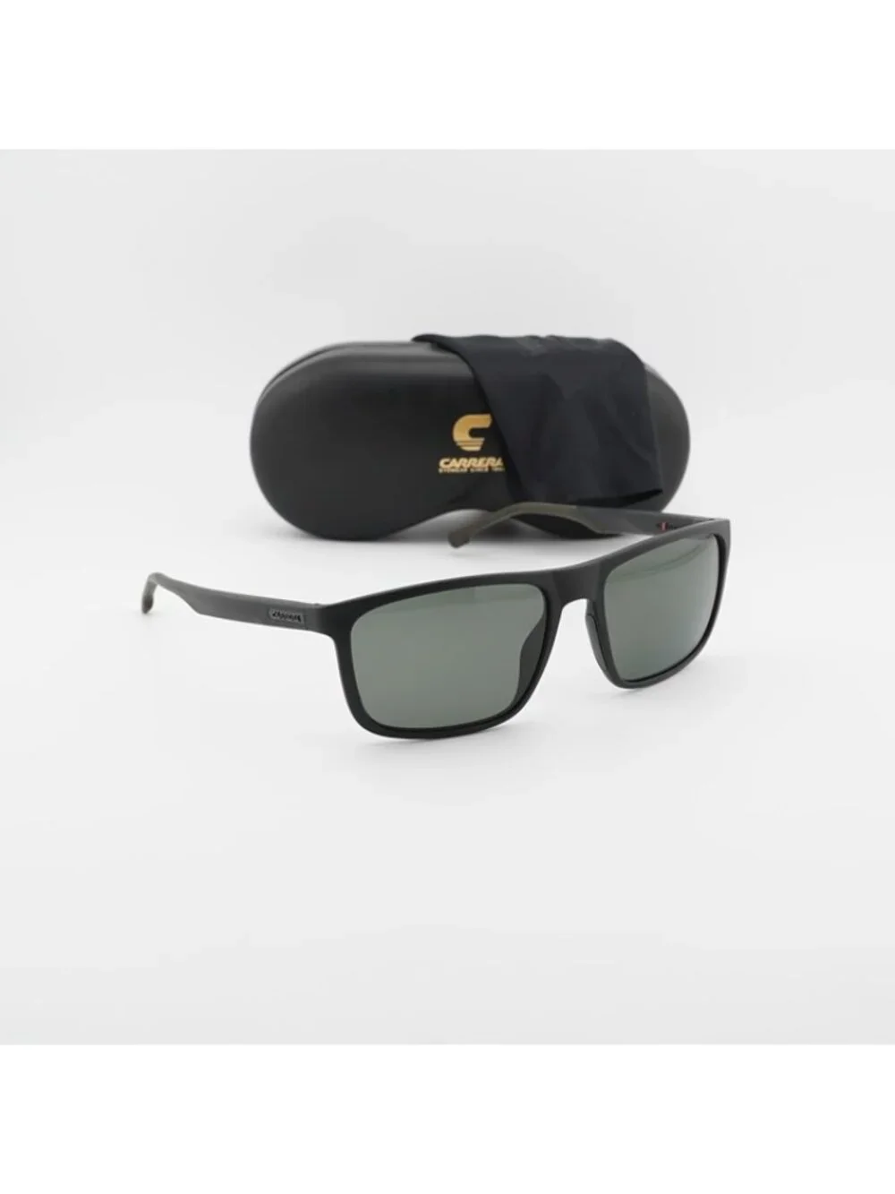 CARRERA 8047/S 07ZJ UC Sunglasses Black Rectangle Frame, Green Polarized Lenses